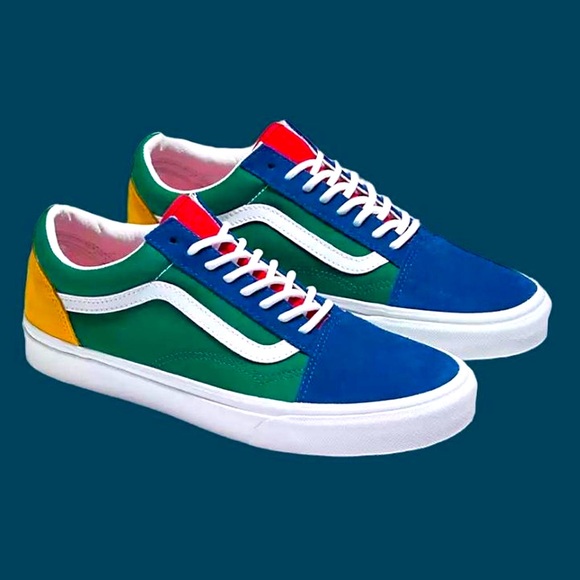 Vans Men-Women Yacht Club Old Skool Sneakers Blu Green Yellow Red size 9.5W - Picture 1 of 12